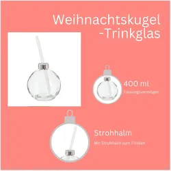 Novaliv, Tasse, 24x Tassen Glühwein 400 ml Personalisierte Weihnachtstasse mit Trinkhalm - Weihnachtskugel (400 ml, 24x)