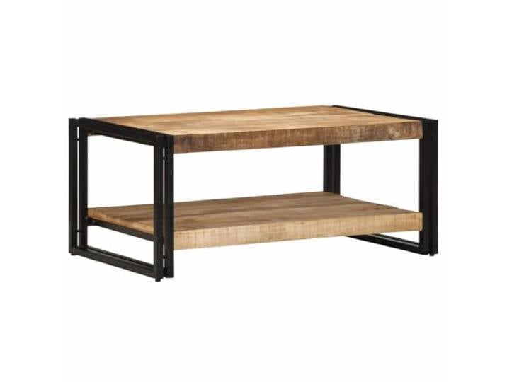 Couchtisch 90x50x38cm Massivholz Mango Massives Mangoholz, Eisenrahmen, Tischplatte solide, leicht zu reinigen, vielseitig einsetzbar, einzigartige Maserung
