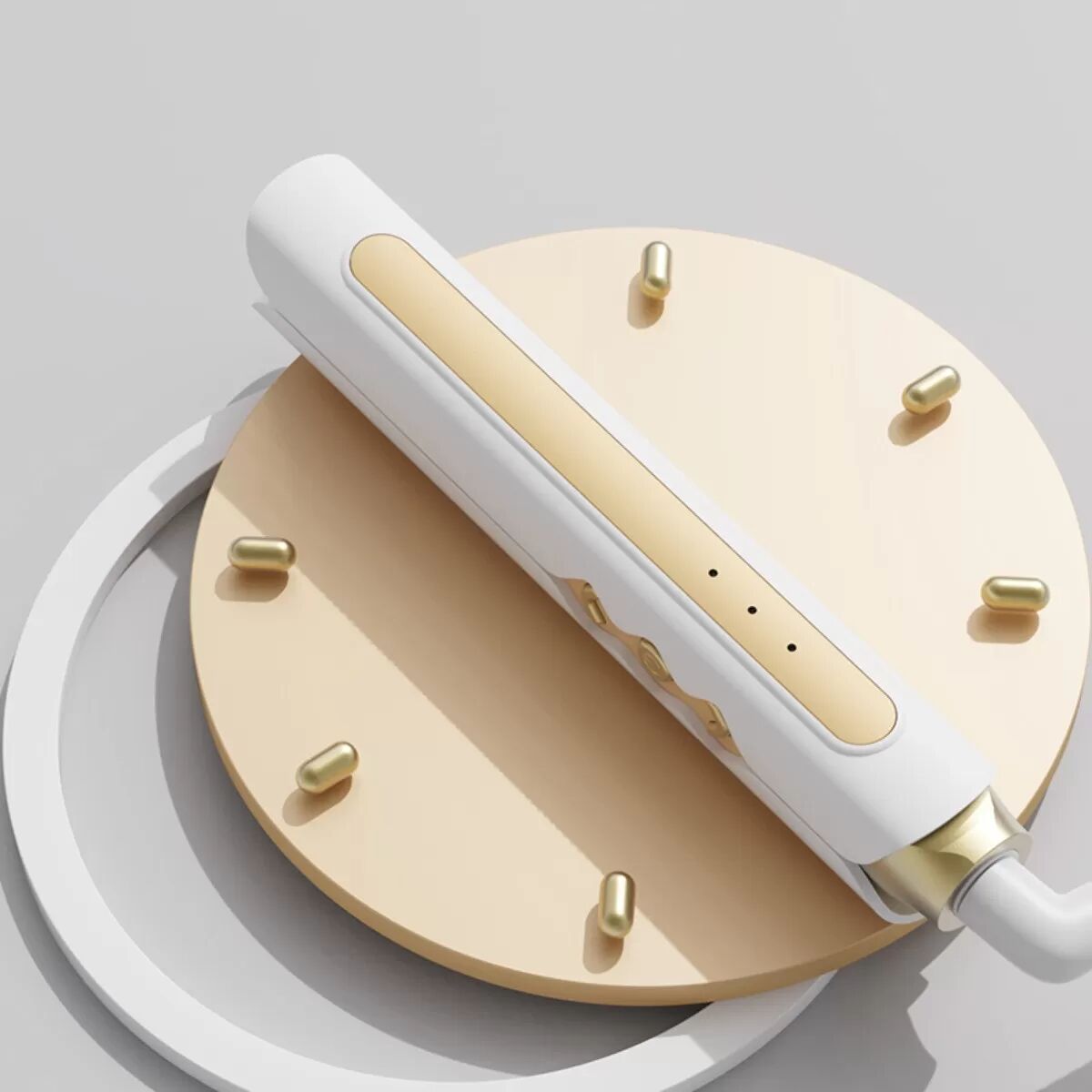 INF Mini Lisseur et Fer à Boucler 2-en-1 - Outil de Coiffure Portable Blanc
