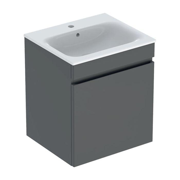 Geberit Renova Plan Möbel-Waschtisch-Set 501914JK1 55x62,2x48cm, Korpus/Front lava matt/Waschtisch weiß
