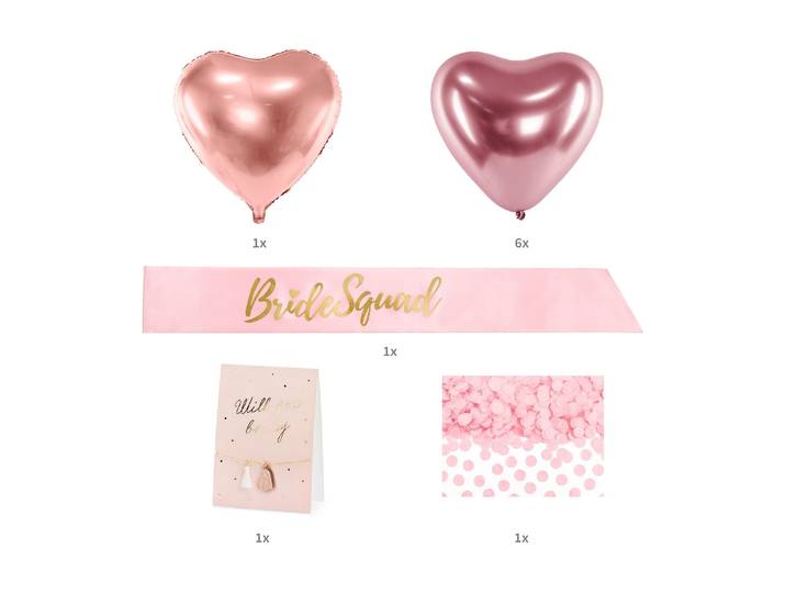 Aufblasbares Partyzubehör PARTYDECO Partyset Bride Squad Mix , rosa, Aufblasartikel, Aufblasbares Partyzubehör