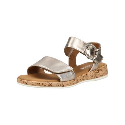 Riemchensandale GABOR COMFORT "Gabor Comfort Sandalen Glattleder", Damen, Gr. 39, silber (puder), Glattleder, Schuhe Riemchensandale