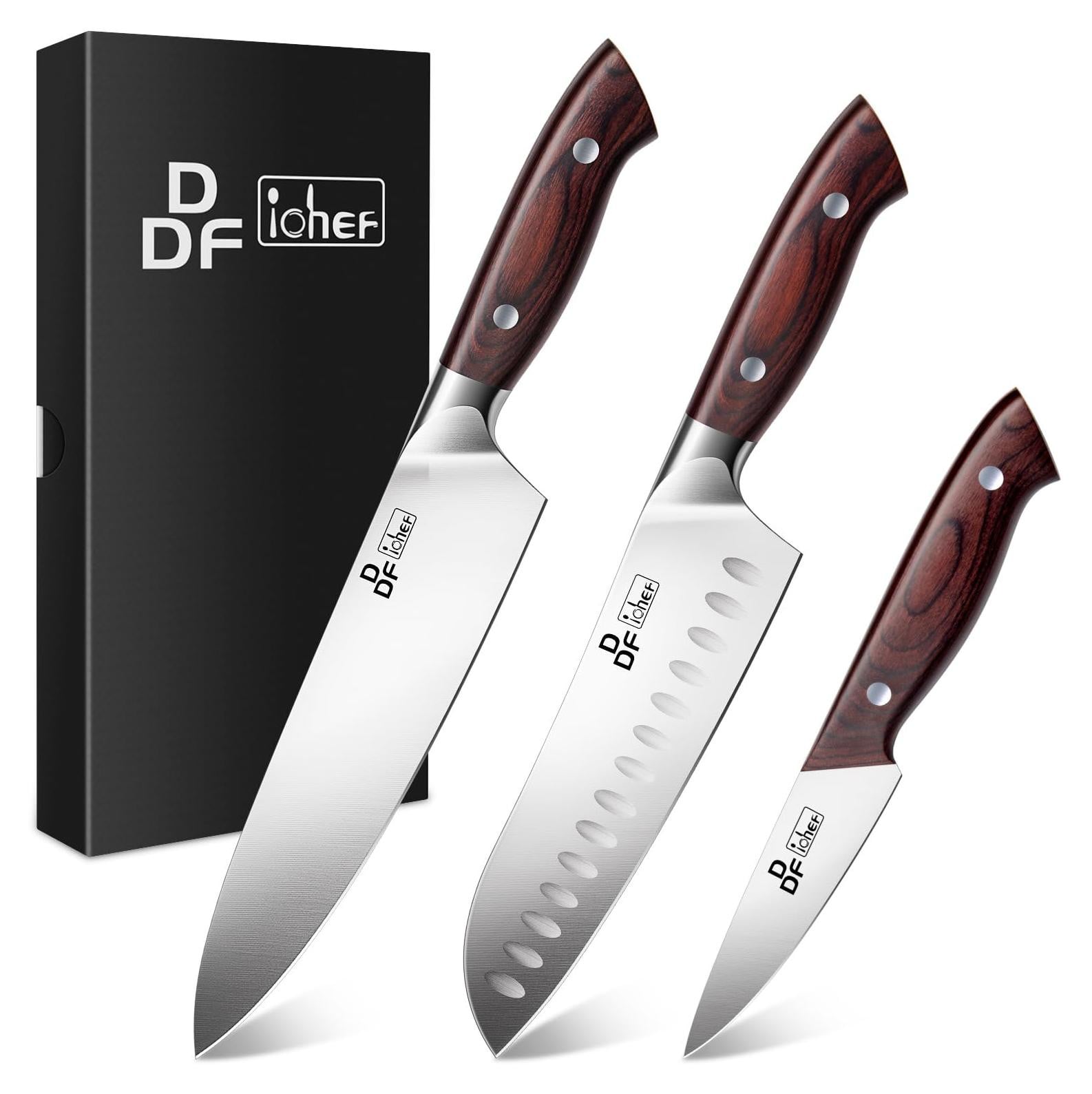 Dripio 3-delige keukenmes set met Santoku mes, kookmes en schilmes