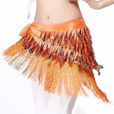 Bauchtanz-Hüfttuch mit Quasten und Pailletten, Wickelrock mit Dreiecksmünzen, Musikfestival-Kleidung