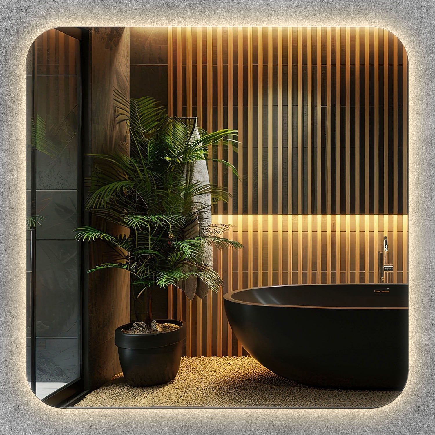 Wallfluent LED Spiegel met Verlichting - Ronde Hoeken - Warm Wit 3000K - 50 x 50 cm