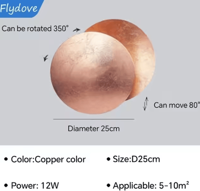 Inspire Curations Rotatable Solar Eclipse LED Wall Lamp copper Color 25cm cool White(5500 7000k)