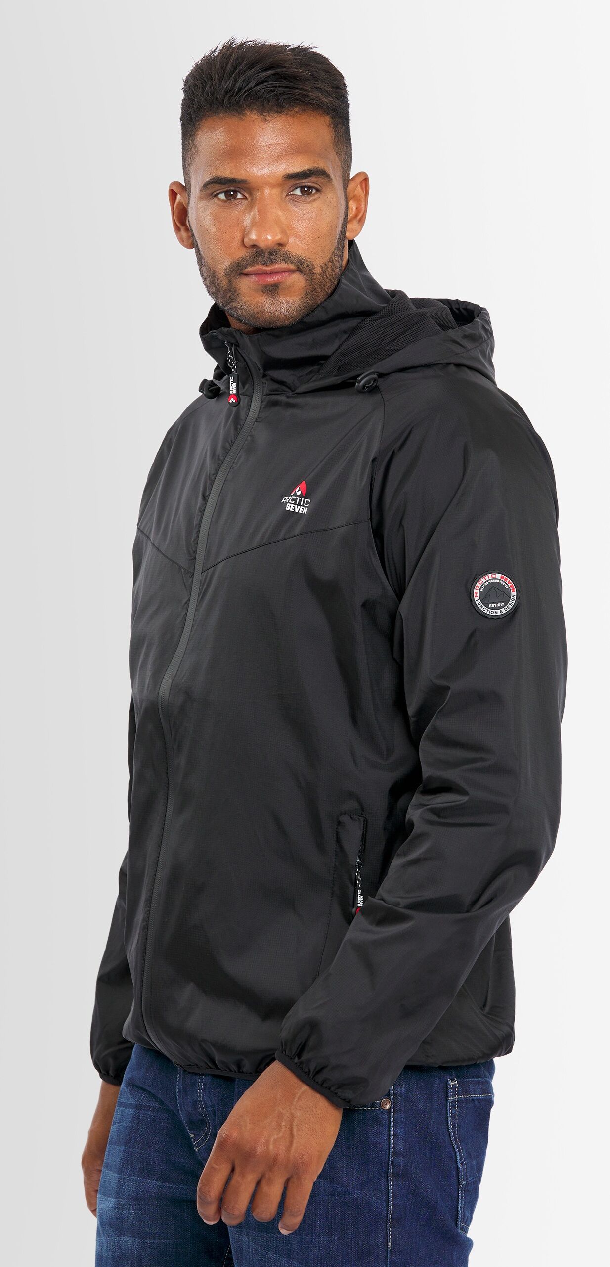 Outdoorjacke ARCTIC SEVEN "ASDry", Herren, Gr. M, schwarz, Obermaterial: 100% Nylon. Innenseite: 100% Polyester, Jacken Outdoorjacke, sehr leichte Regenjacke