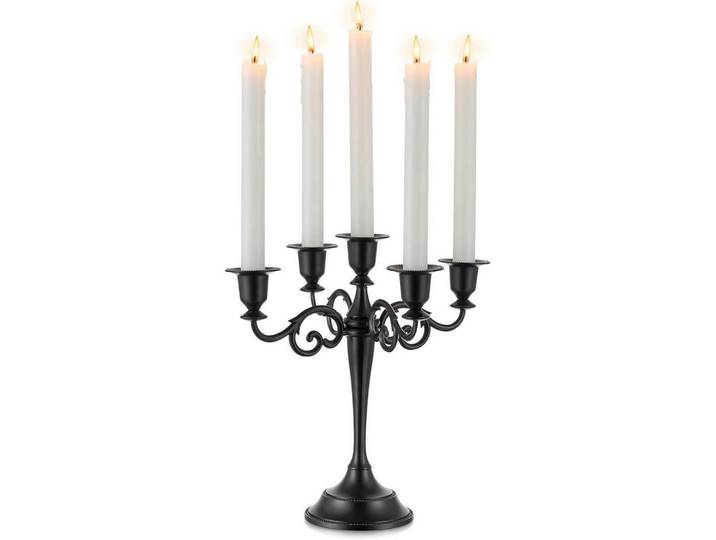 Kerzenständer 5-Armig Schwarz Matt 27 cm, Metall, 11x11x27 cm, Dekoration, Kerzen & Kerzenhalter, Teelichthalter