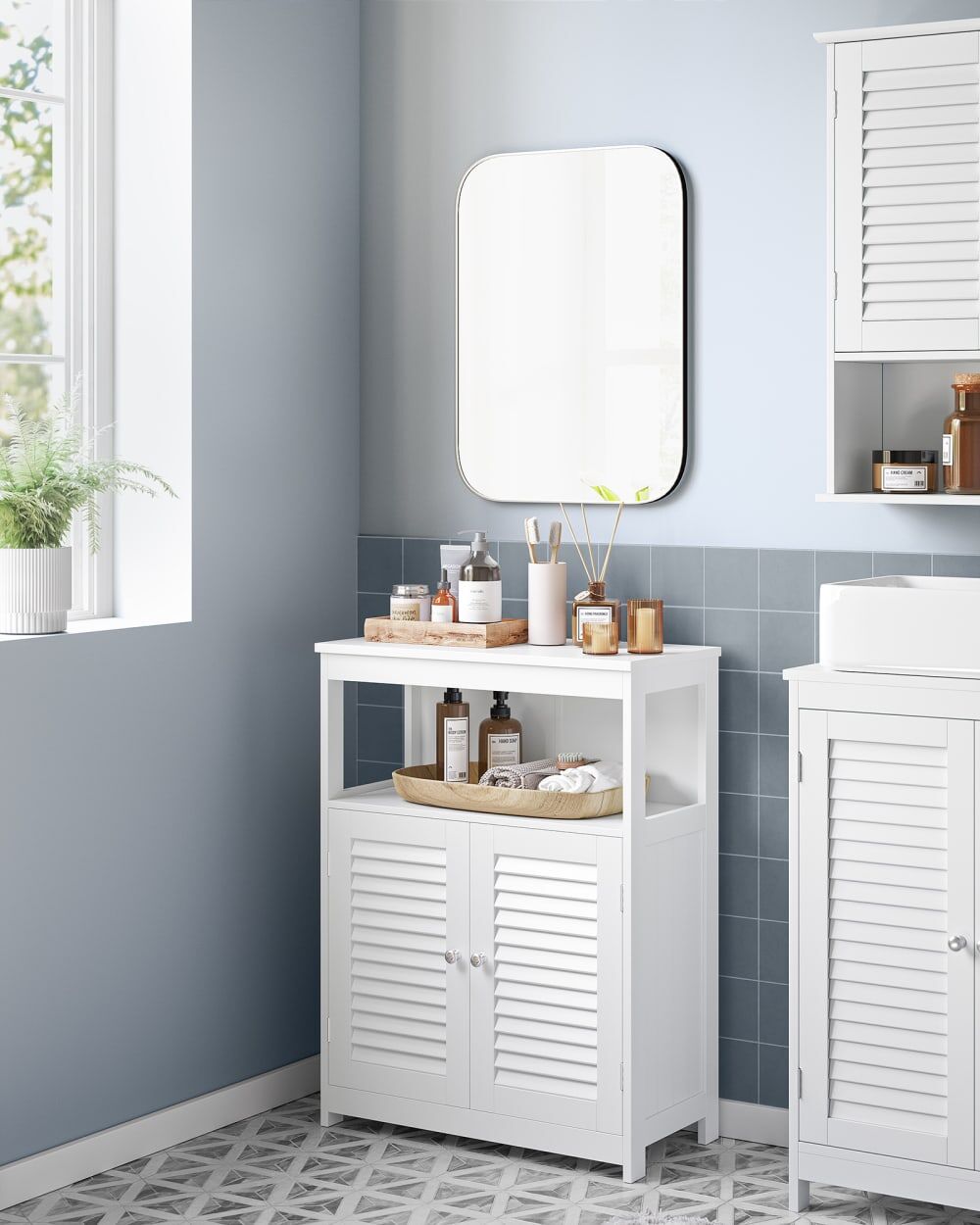 VASAGLE Armoire de salle de bain de rangement de salle 60 x 30 x 80 cm blanc Blanc 60x80x30cm