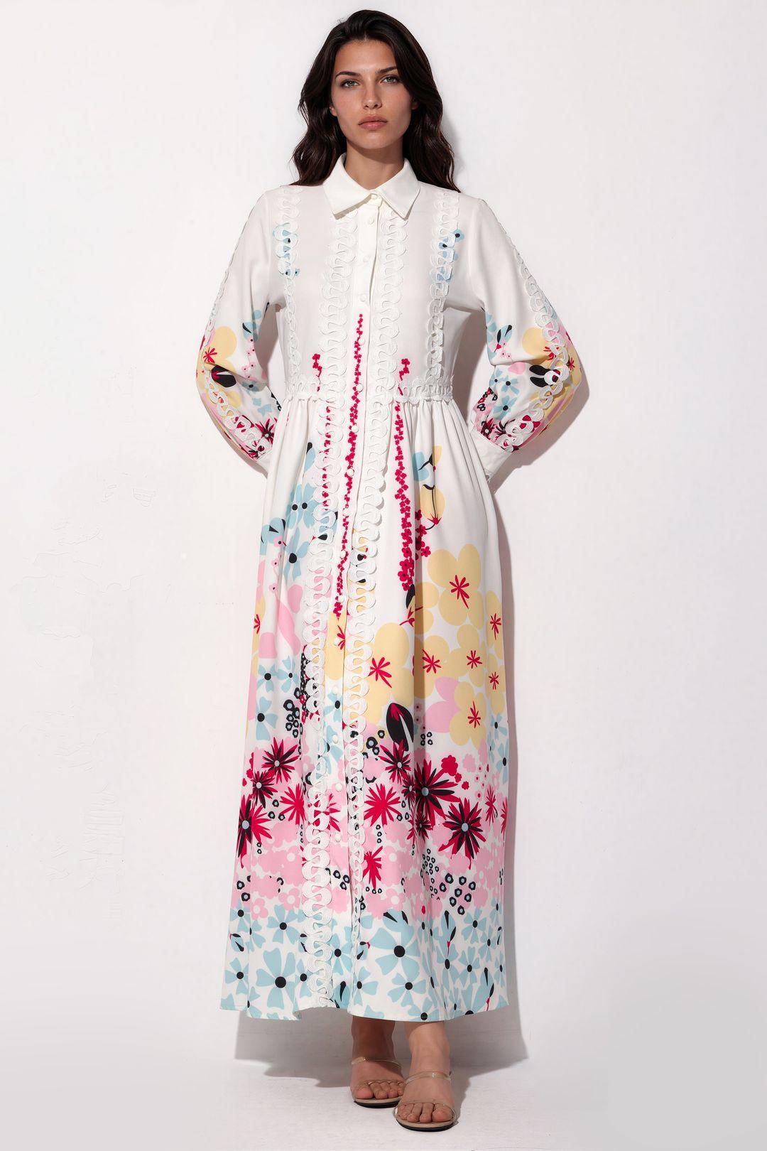 Blumen A-Linie Maxikleid
