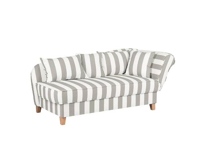 Recamiere I Webstoff Grau/Grau Webstoff 193 x 82 x 91cm Armlehne davorstehend rechts Landhaus