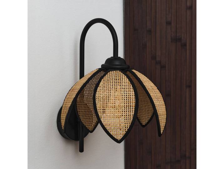 OSRAM Wandleuchte Decor Rattan Lotus, dimmbar, creme / amber, für Wohn- / Esszimmer, Holz, Mediterran
