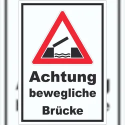 HB-Druck Aufkleber Achtung bewegliche Brücke A6 (105x148mm)