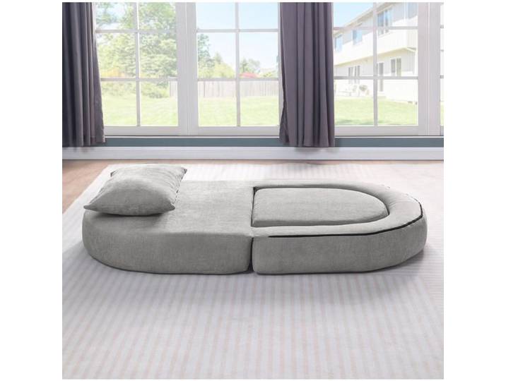 WOVREO Canapé convertible compressé 1 place modulable avec coussin fauteuil pliable en chenille gris clair