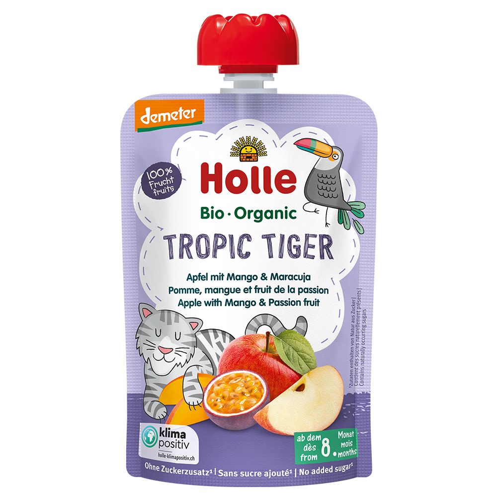 Holle Tropic Tiger Pouchy Apfel Mango Maracu 100 g Trinklösung