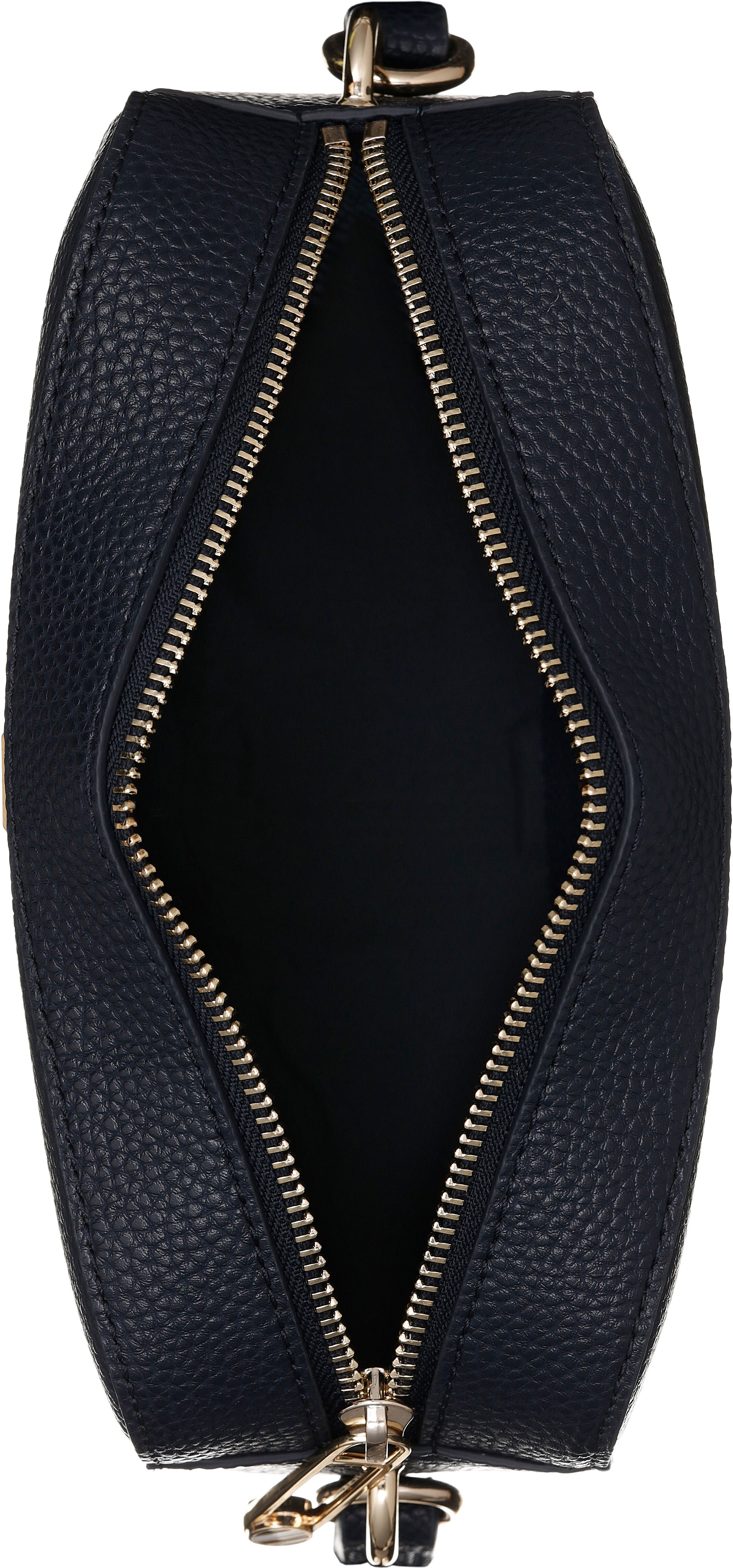 Mini Bag TOMMY HILFIGER "TH EMBLEM CAMERA BAG", Damen, Gr. B/H/T: 20,5cm x 12cm x 7cm, blau (dw6 space blau), Polyurethan, Strukturmuster, unifarben, Taschen Mini Bag, mit TH-Emblem vorne dw6 space blau B/H/T: 20,5cm x 12cm x 7cm