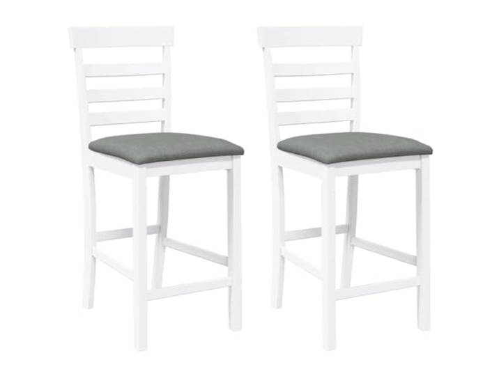 HGPOTUY Barhocker mit Kissen 2 STK. Weiß Massivholz Gummibaum Ergonomische Rückenlehne, dichte Maserung, stoßfest, langlebig, Esszimmer, Wohnzimmer