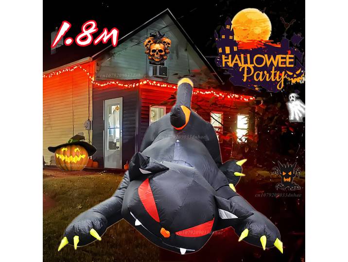 Modèle de chat noir gonflable pour Halloween, modèle de chat à tête secouée, LED intégrées, jardin extérieur, pelouse, fête intérieure, accessoires de décoration de terreur