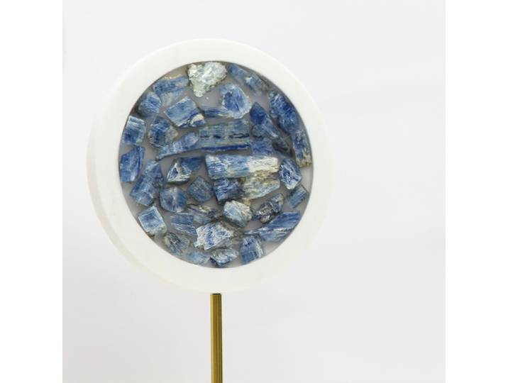 Sculpture en marbre bleu, ornement géométrique circulaire, artisanat abstrait, Figurines décoratives, accessoires de décoration pour la maison