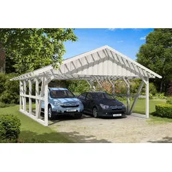Skan Holz Schwarzwald Doppel 684x772cm Dachlatt.weiss ohne Rückwand Holzcarport