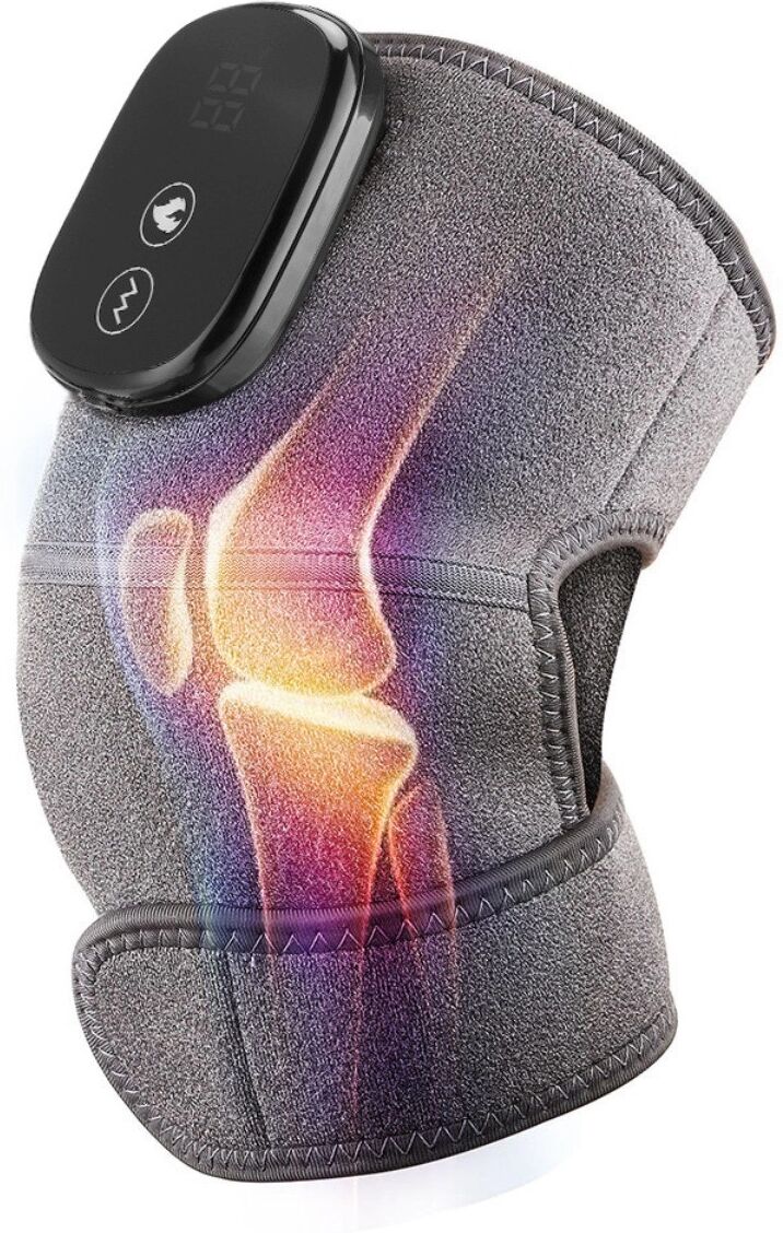 INF Kabelloses beheiztes Knie-Massagegerät mit einstellbarer Wärme und Vibration, 5000mAh, wiederaufladbar, tragbare Grau