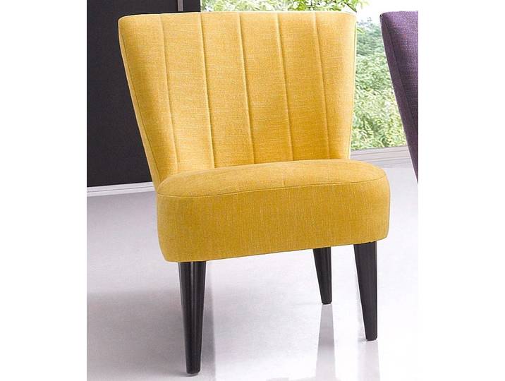 Cocktailsessel OTTO HOME Jan , gelb (goldgelb), B:65cm H:88cm T:78cm, Struktur ( 85% Polyester, 15% Viscose ), Sessel, Cocktailsessel, mit Wellenunterfederung, Massivholzfüße