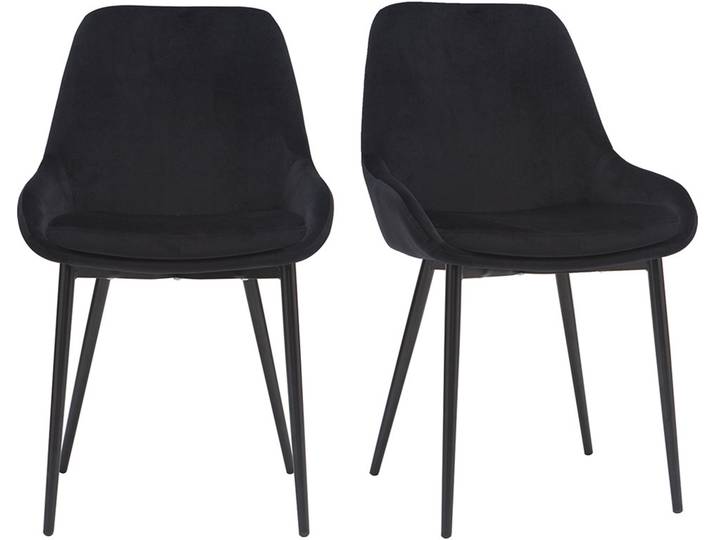 Chaises design noires en tissu velours et métal (lot de 2) HOLO