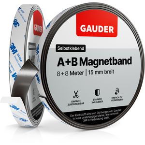Gauder Magnetband Typ A + B, für Fliegengitter, stark selbstklebend, je 1,3mm Stärke, 8m + 8m