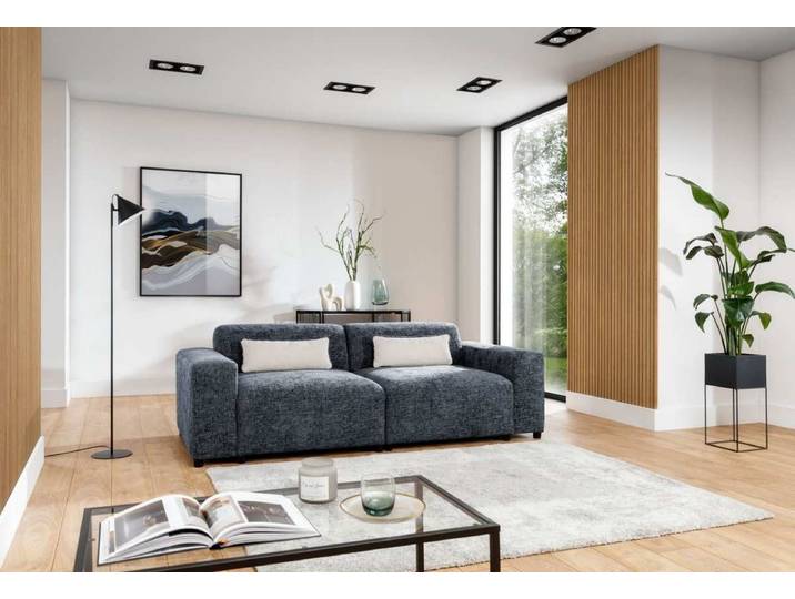 Designer 2er Sofa Napoli - Blau - Stoff - Luxusbetten24