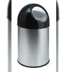 PROREGAL Klassischer Abfallbehälter mit Pushdeckel | 30 Liter, HxBxT 56x31x31cm | Metall | Edelstahl