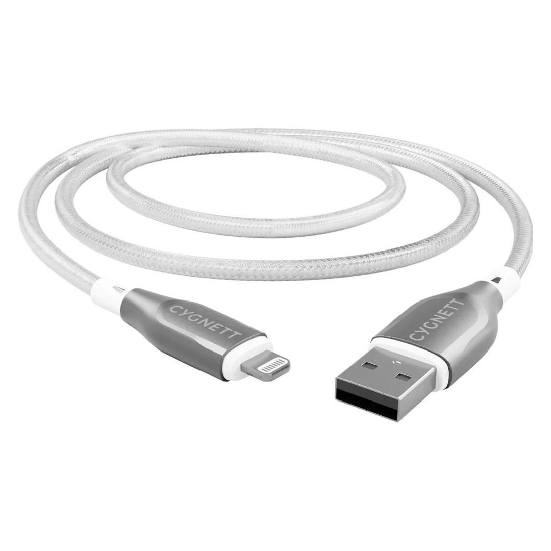Cygnett Gepanzertes Lightning-auf-USB-A-Kabel, Weiss, 2 m (2 m, USB 2.0, 12 W) (CY-CY4661PCCAL)