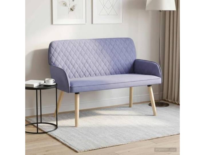 2-Sitzer Sofa mit Massivholzbeinen Jeans blau Leinenstoff aus 100 % Polyester,Knopfheftung,Schaumstoff-Polsterung,Kautschukholzbeine,integrierte Armlehnen