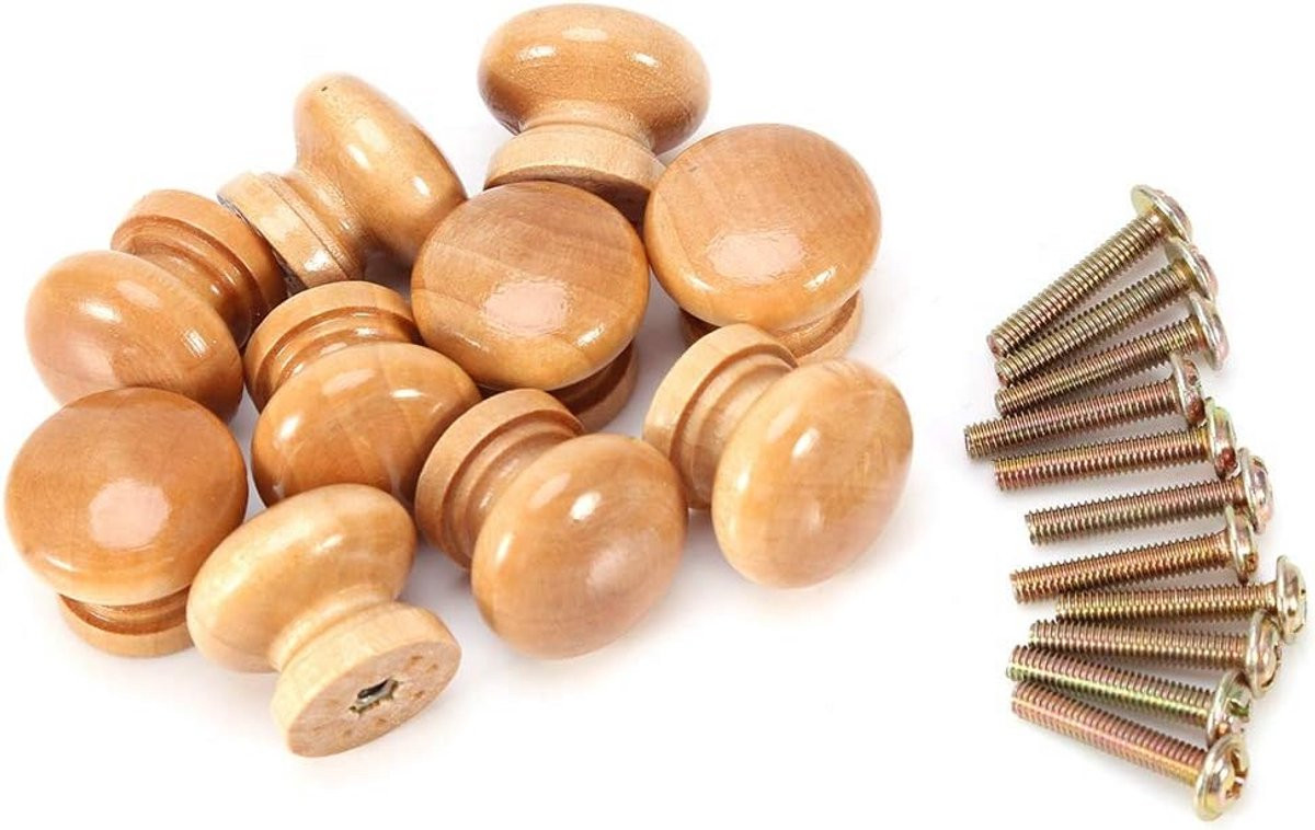 Set van 10 Natuurlijke Houten Ladehandgrepen en Duurzame Deurknoppen voor Keuken en Meubels