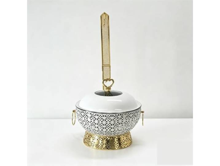 Chafing Dishes for Buffet, Luxus-Chafing Dish Buffetherd Eleganter, ausgehöhlter Speisenwärmer for Partys, Buffets, Catering und Events(White,4.5L)