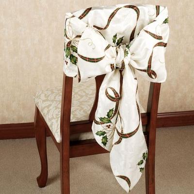 Threadmade Home Llc Lenox Holiday Nouveau Chair Bows Off White Set of Two, Set of Two, Off White