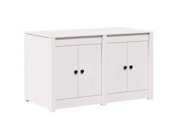 KUPTYERFG Küchenschrank MEPPEL Weiß 106x55x64 cm Massivholz Kiefer Anrichte Kompakte Holz-Anrichte in Weiß für Küche und Esszimmer. Viel Stauraum hinter 4 Türen für Geschirr und Küchenhelfer.
