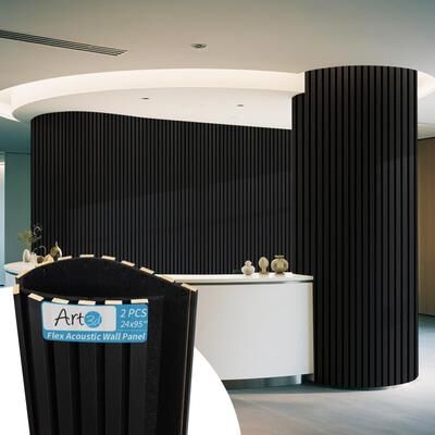 "Art3d Flex Acoustic 3D Wall Panel 95.3""x23.8"" Black Wood"
