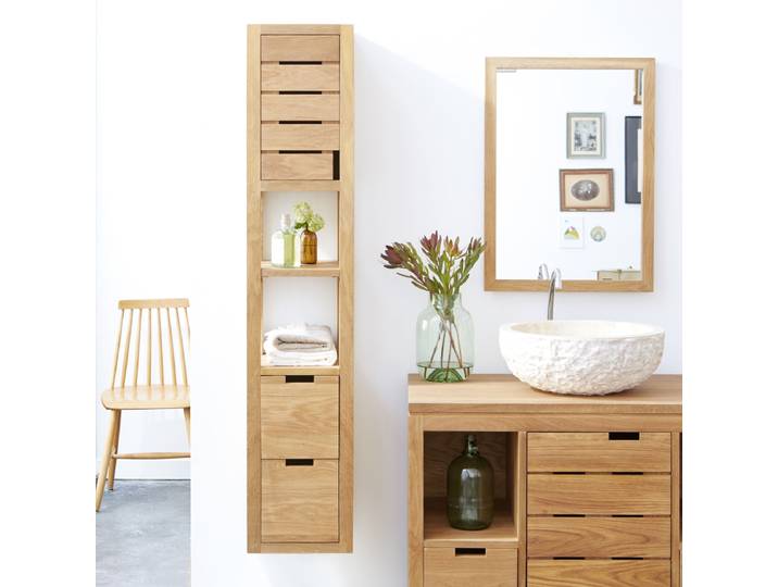 Hochschrank aus massivem Eichenholz Serena - Natur - Oak