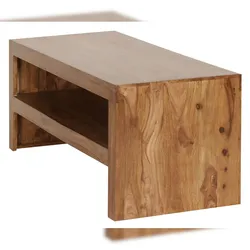 FineBuy Couchtisch Massiv-Holz Durban 110cm Wohnzimmer-Tisch braun Landhaus-Stil