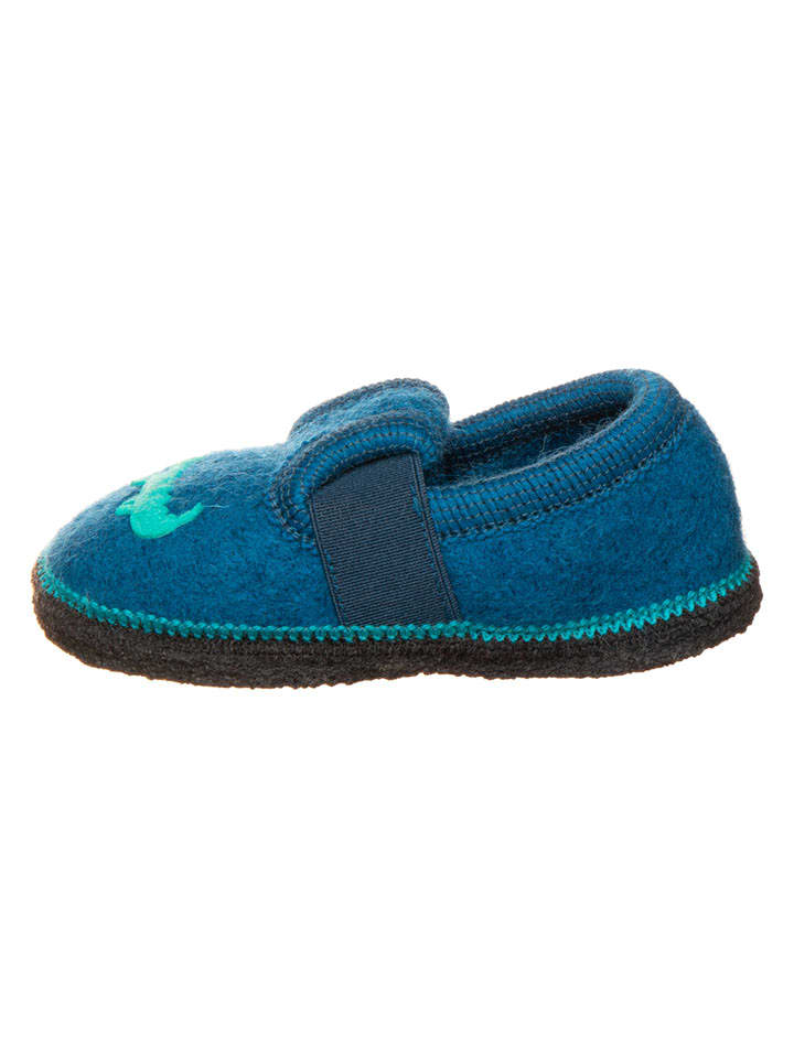 lamino Hausschuhe "Bobby Krokodil" in Blau - 22