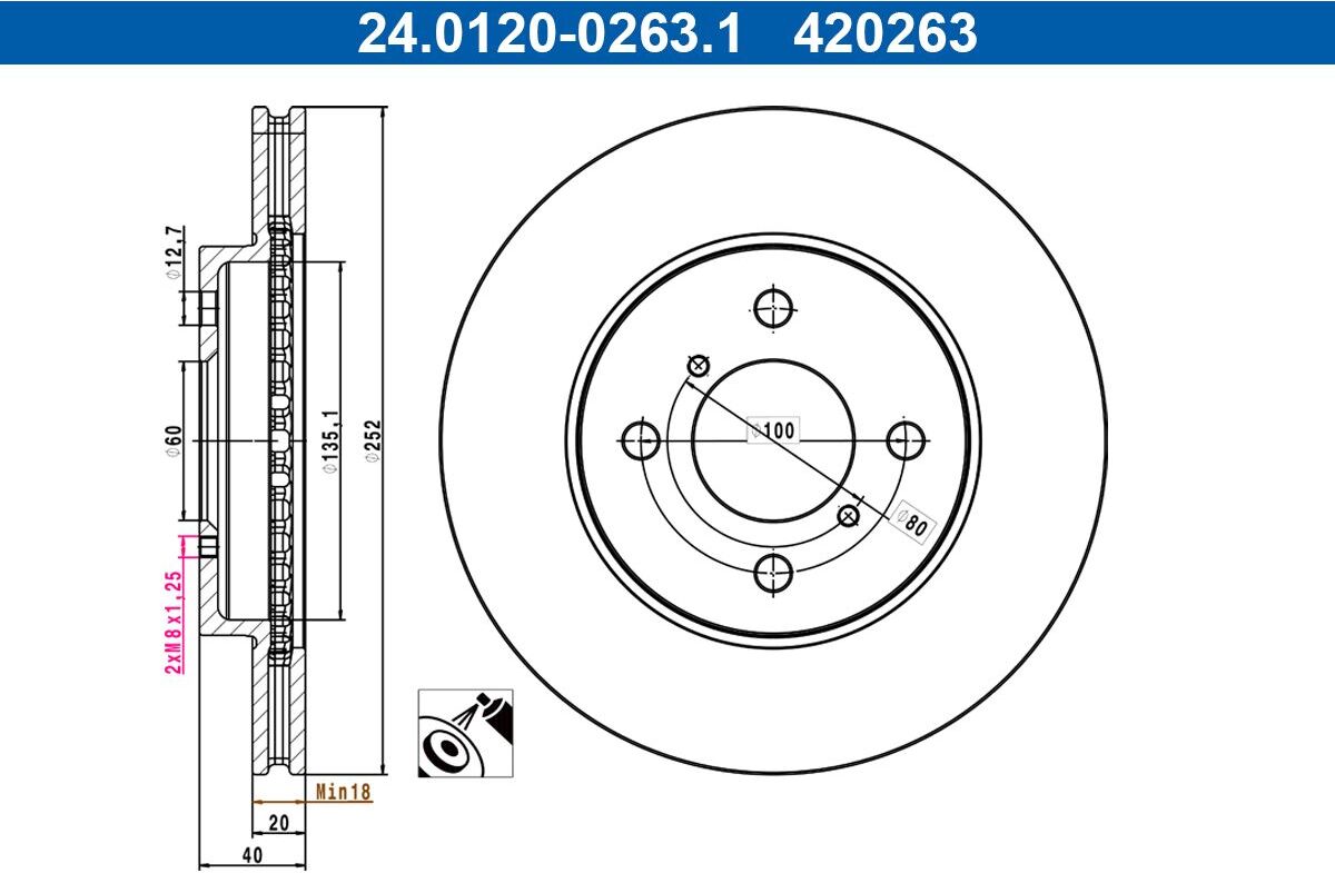 Bremsscheibe ATE 24.0120-0263.1, 1 Stück