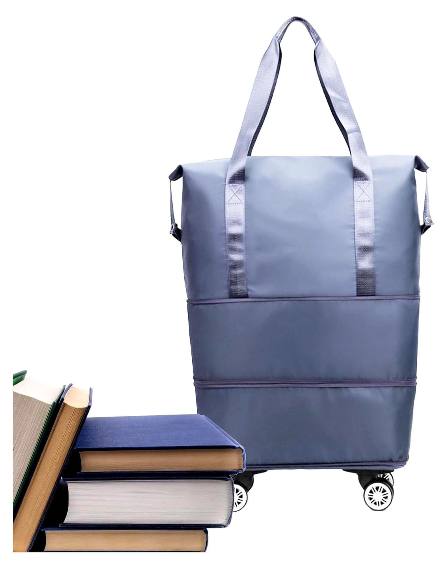 Rucksack mit Rollen, erweiterbares Gepäck für den Platz unter dem Sitz, Kleiderträger für Übernachtungen und Reisen, blau