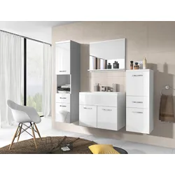 Badmöbel-Set 5-tlg. Alba ca. 140 cm Weiß Hochglanz