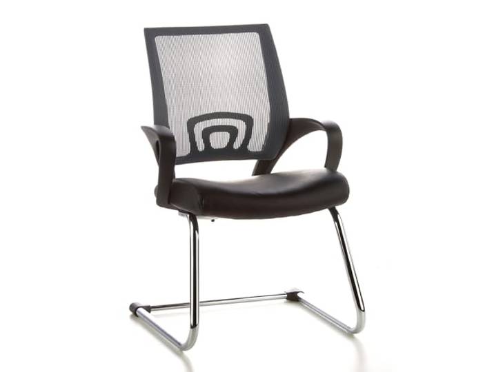 hjh OFFICE 650410 Chaise Cantilever Visto Net V Similicuir Noir/Gris Chaise Visiteur Chaise à Dossier résille
