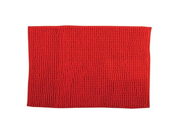 MSV Badteppich Badvorleger Duschvorleger Chenille Hochflor Badematte 50x80 cm – Rot