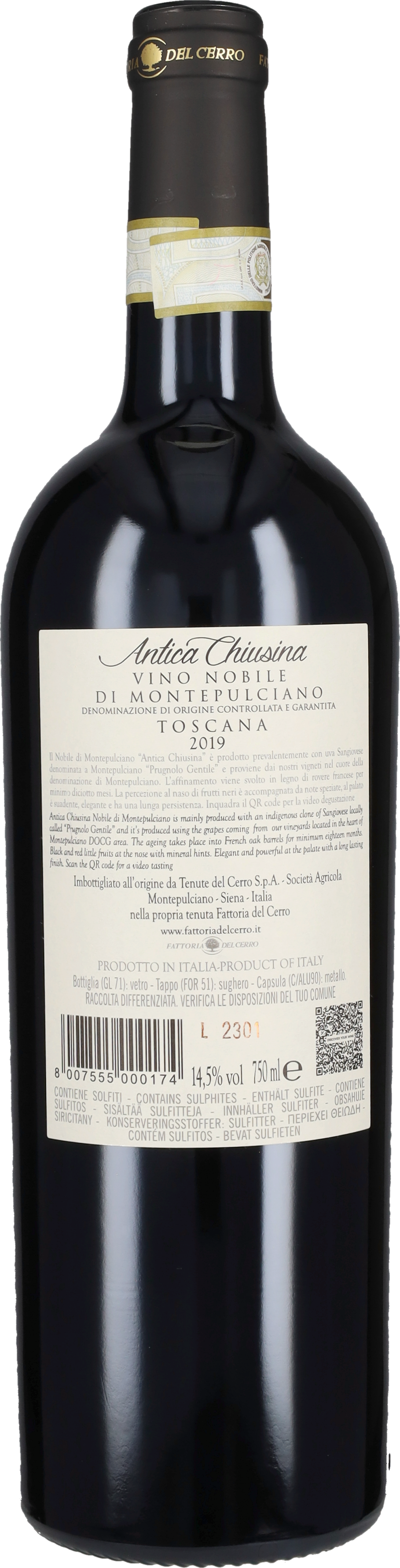 Nobile di Montepulciano 'Antica Chiusina' Fattoria del Cerro 2019