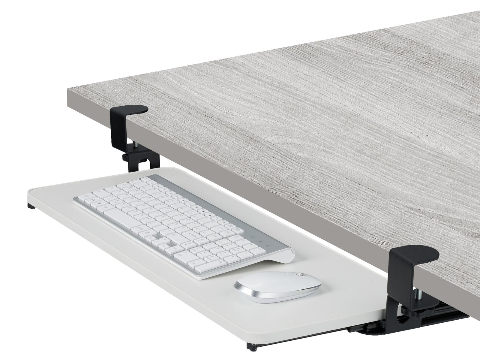 Uittrekbaar toetsenbordplateau voor onder het bureau, wit