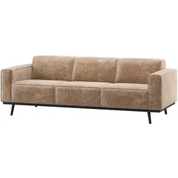 Sofa Statement 3-Sitzer, Chenille-Samt mit abgerundetem Design, modern, Taupe, hoher Sitzkomfort