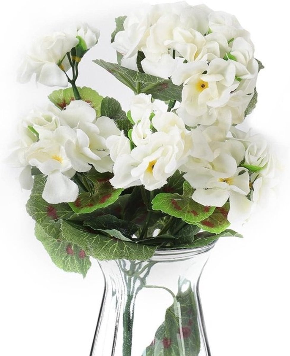 Realistische kunstbloemen Geraniums - Wit - 36 cm
