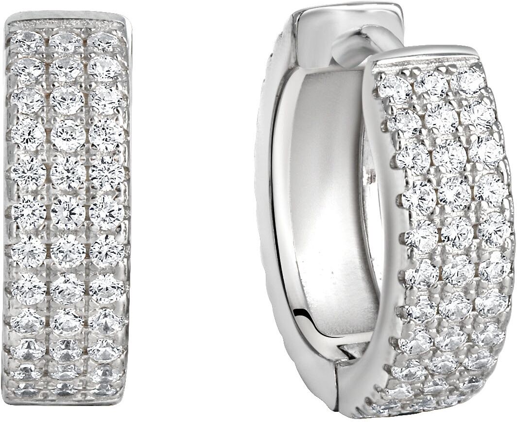 Paar Creolen FIRETTI "Schmuck Geschenk Silber 925 Ohrschmuck glitzernd", silber (silberfarben, kristallweiß, kristallweiß), Ohrringe, Damen, 16mm, Silber 925 (Sterlingsilber), Paar Creolen, mit Zirkonia (synth.)